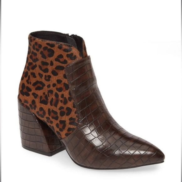 New! Jeffrey Campbell Bentlee Boot size 6 Croc Embossed & Cheetah - Picture 13 of 13